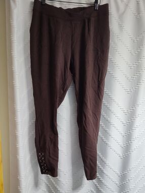 Catherines Chocolate Brown Lace-Up Ankle Leggings